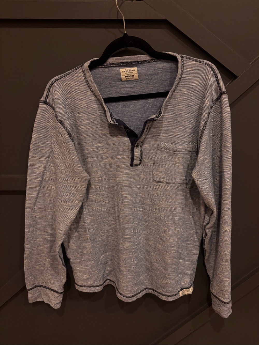 Lucky Brand Men's Light Blue Heather Henley Pullover